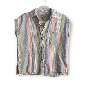 Vintage inspired linen button down shirt